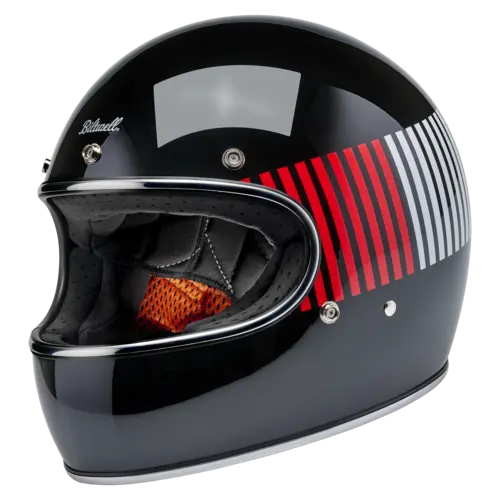 Biltwell Casco Gringo RWB Raceflow Nero - Certificato ECE R22.06 & DOT, Guscio ABS Leggero