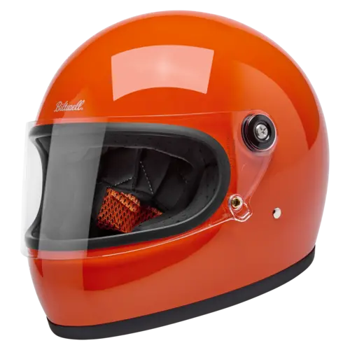 Biltwell Casque Gringo S Gloss Hazard Orange avec visière certifiée CE