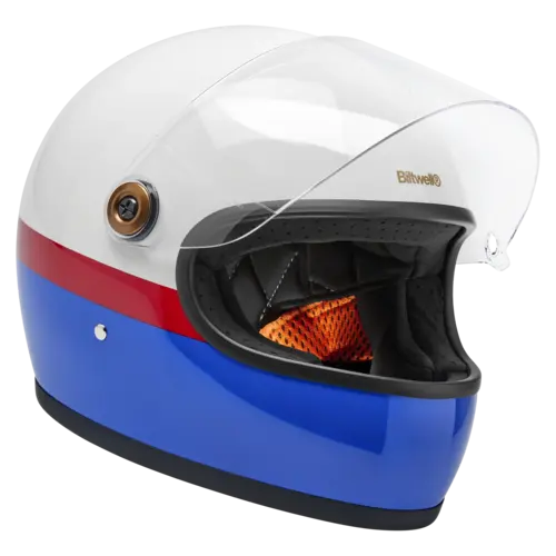 Biltwell Gringo S Helmet Gloss RWB with CE Certified Visor