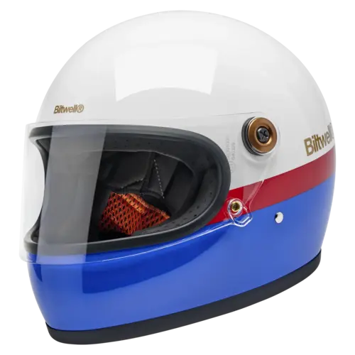 Biltwell Casco Gringo S Gloss RWB con visiera certificata CE