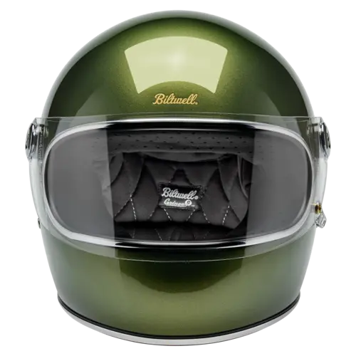 Biltwell Casco Gringo S Verde Dart Metálico con Visera Certificada CE
