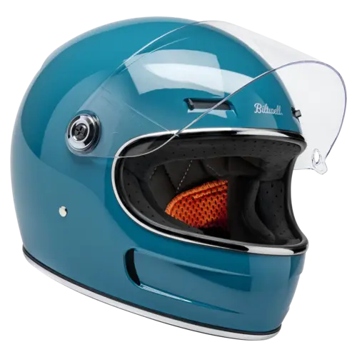 Biltwell Casco Gringo SV Gloss Atlantic Teal - Guscio in ABS leggero, Ventilazioni integrate per il comfort