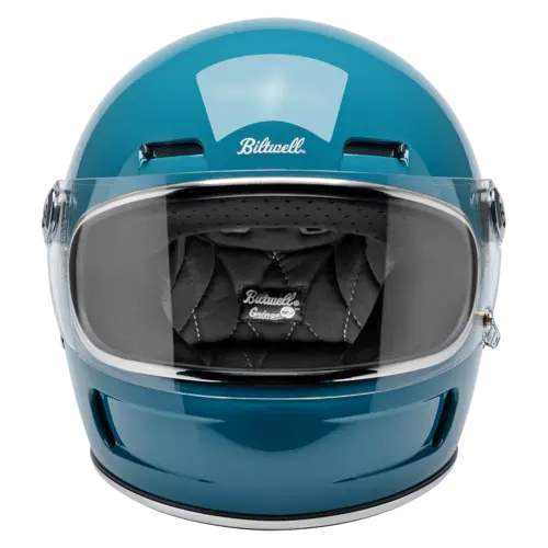 Biltwell Casco Gringo SV Gloss Atlantic Teal - Carcasa ABS ligera, Ventilaciones integradas para comodidad