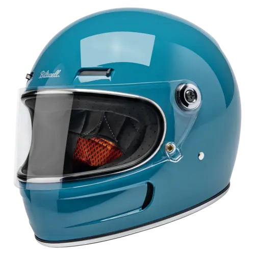 Biltwell Gringo SV Helm Gloss Atlantic Teal - Leichtes ABS-Gehäuse, Integrierte Belüftung für Komfort