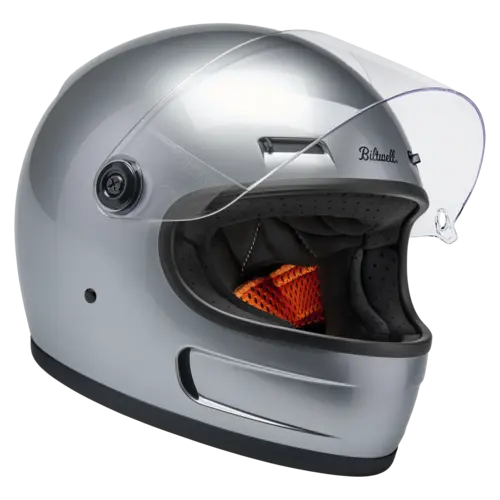Biltwell Gringo SV Helmet Gloss Silver - Lightweight ABS Shell, Integrated Vents for Comfort