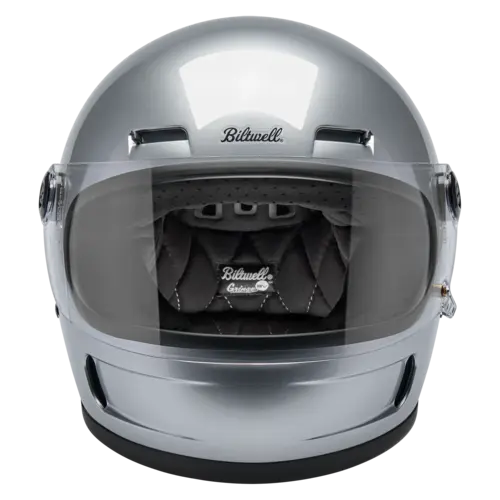 Biltwell Gringo SV Helm Glänzend Silber - Leichte ABS-Schale, Integrierte Belüftung für Komfort