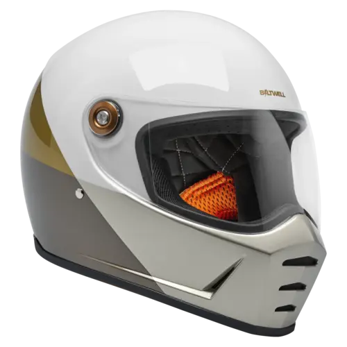 Biltwell Casque Lane Splitter Intersection Or/Argent/Brun - ECE 06 & DOT Approuvé, Coque ABS Robuste, Doublure EPS Ventilée