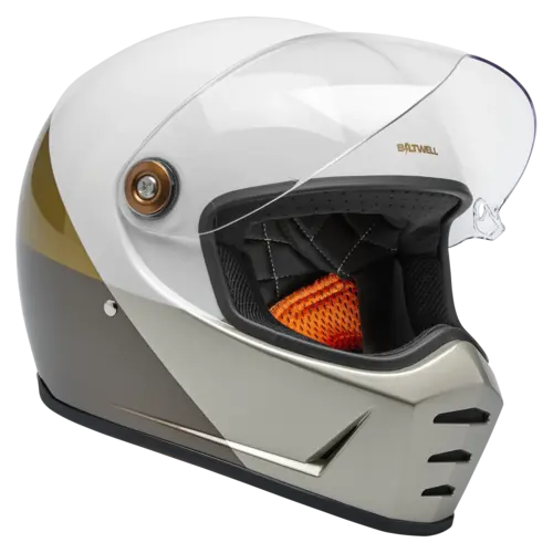 Biltwell Casque Lane Splitter Intersection Or/Argent/Brun - ECE 06 & DOT Approuvé, Coque ABS Robuste, Doublure EPS Ventilée