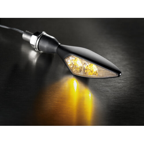 Kellermann Indicatore Micro Rhombus Extreme con Vetro Trasparente Anteriore Destro e Posteriore Sinistro | Nero