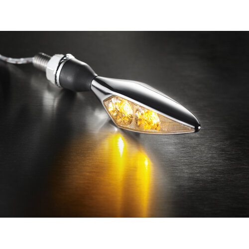 Kellermann Indicatore Micro Rhombus Extreme con Vetro Trasparente Anteriore Destro e Posteriore Sinistro | Cromo