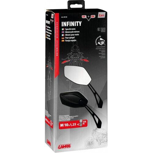 Lampa Infinity Motorcycle Mirrors M10x1.25, E-Approved - Pair