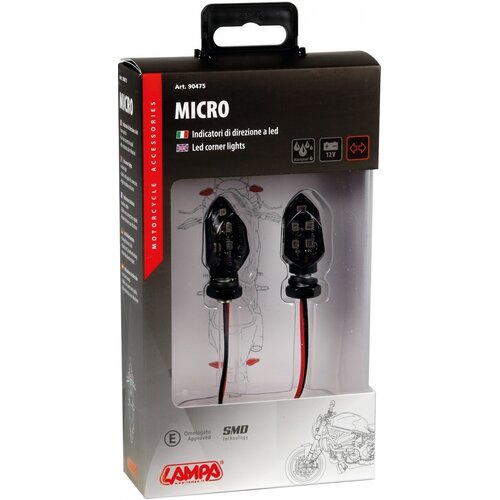 Lampa Micro LED Knipperlichten 12V Smoke Glas, E-goedgekeurd - Set van 2