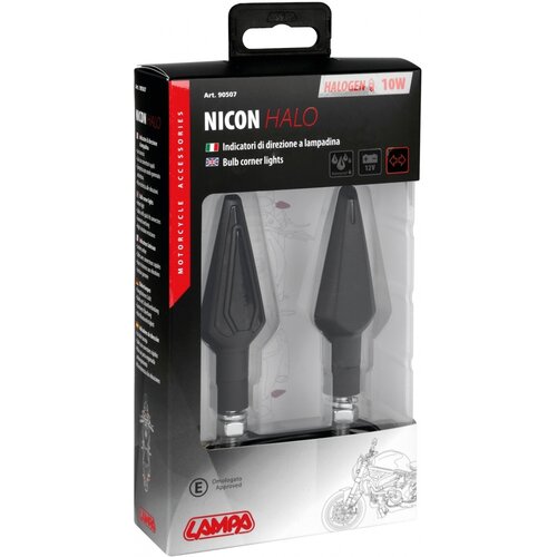 Lampa Nicon Halo Blinker 12V 10W Schwarz, E-geprüft - Paar