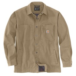 Fleece Lined Denim Shirt Jac Dark Khaki