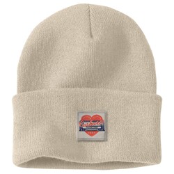 Dames Knit Heart Patch Beanie
