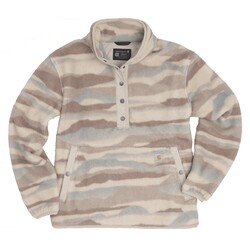 Dames Sherpa Pullover Cobblestone Landscape Print