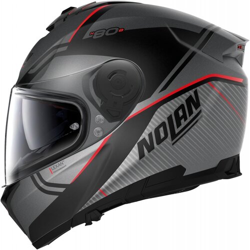 N80-8 Astute N-Com Integralhelm Grau/Rot (024)