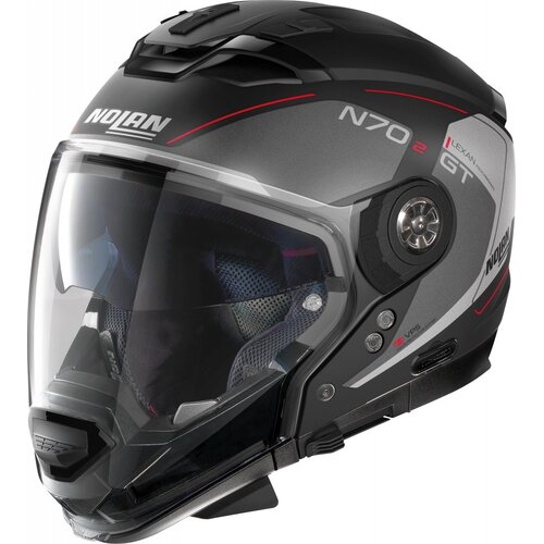 Nolan Casco Crossover N70-2 GT Lakota N-Com Argento/Rosso (035) - Taglia S (56 cm)