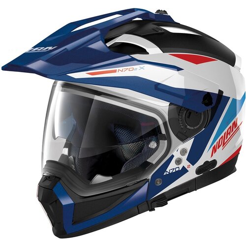 Nolan Casco Crossover N70-2 X Stunner N-Com Bianco/Blu (053) - Taglia XS (55 cm)