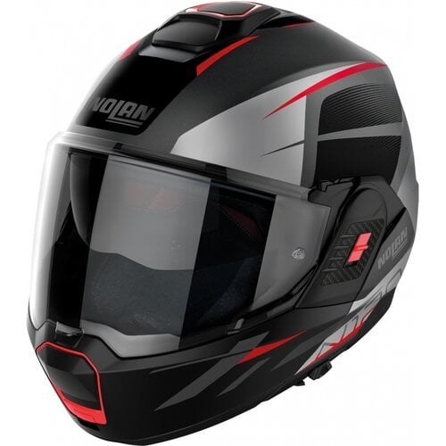 Nolan N120-1 Nightlife N-Com Systeemhelm Zwart/Rood (025) - Maat XS (55 cm)