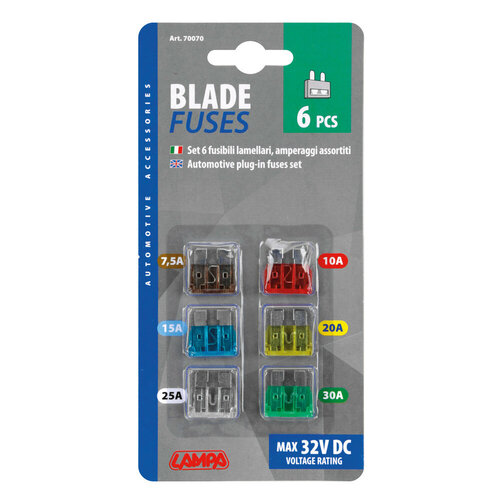 Lampa Plug-in Blade Fuse Assortment, 6 pcs, 7.5-30A, 12/32V
