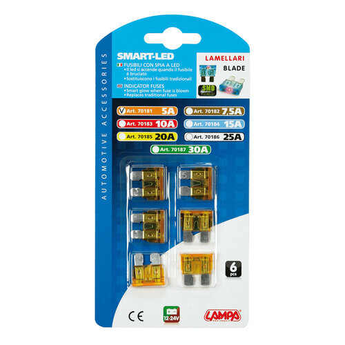 Lampa Smart-Led Flachsicherungen mit Durchgebrannter Sicherung LED 5A, 6 Stk., 12/32V