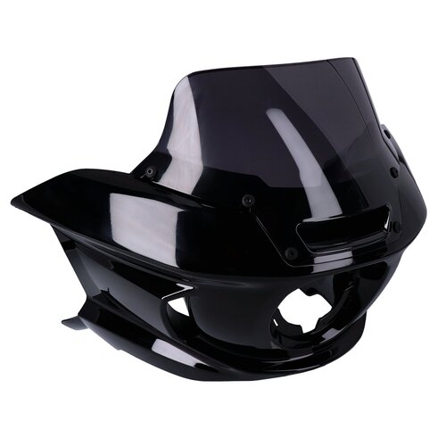 Kit Carenatura M8 Low Rider, ABS Nero Lucido Non Verniciato con Parabrezza Fumé