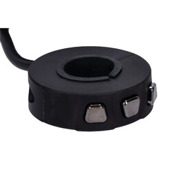 Interruptor de 3 Botones para Manillar, Negro - Carcasa de Aluminio Mecanizado CNC, Montaje por Abrazadera 22 mm / 1 Pulgada, Máx. 50 mA