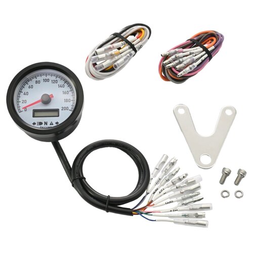 Daytona Velona 60-WP 60mm Speedometer with White Face, Digital Tachometer and LCD Display