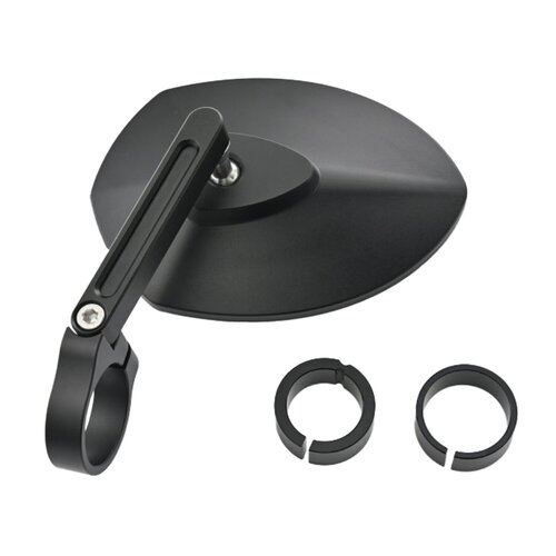Daytona Bar End Spiegel Number 23 Korte Steel in Zwart, Hexagon Teardrop Style, 119 mm x 85 mm Aluminium Kop