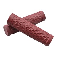 1" Grippy Handvatset - GRID Patroon, Dark Red, 127mm Lang met Gesloten Uiteinden