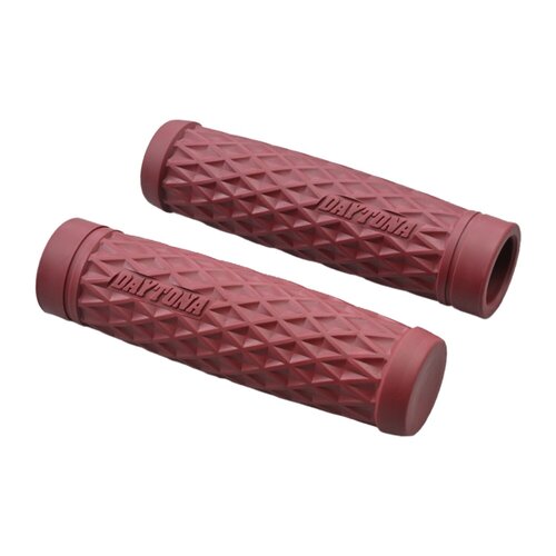 Daytona Set manopole Grippy 1" - Motivo GRID, Dark Red, 127mm di lunghezza con estremità chiuse
