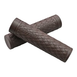 Jeu de poignées 1" KNIT en Marron - Poignées de guidon en caoutchouc bicomposant de 127 mm avec extrémités fermées