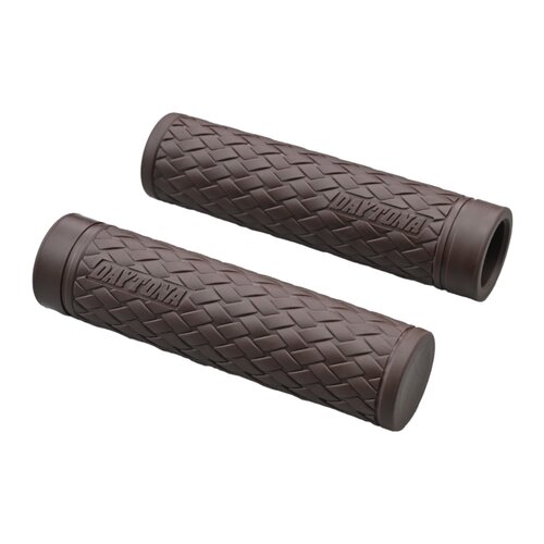 Daytona Juego de puños 1" KNIT en Marrón - Puños de manillar de caucho bicomponente de 127 mm con extremos cerrados