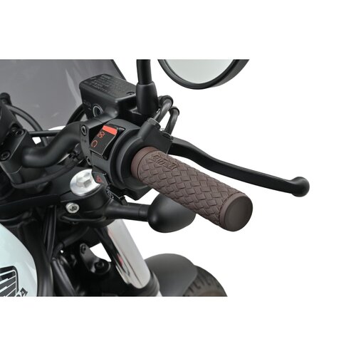 Daytona Jeu de poignées 1" KNIT en Marron - Poignées de guidon en caoutchouc bicomposant de 127 mm avec extrémités fermées