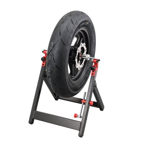 Daytona Equilibratrice Statica Pieghevole per Ruote di Moto fino a 21" con Cerchio Max 6J, Larghezza Pneumatico 190 mm e Diametro Minimo Asse di 10 mm