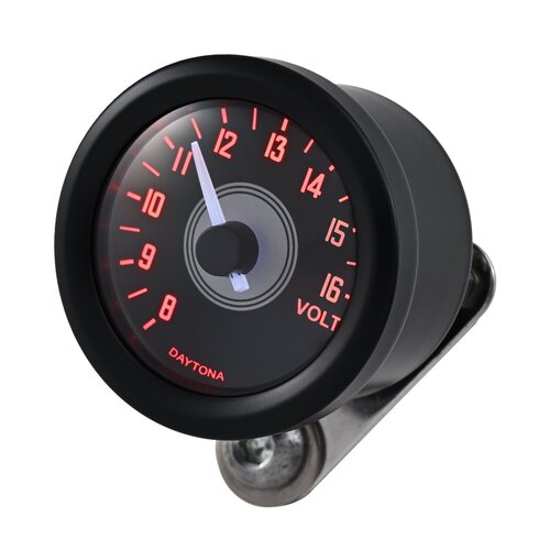 Daytona Velona 48mm Analoge Voltmeter met Roestvrij Stalen Behuizing en Witte LED-verlichting