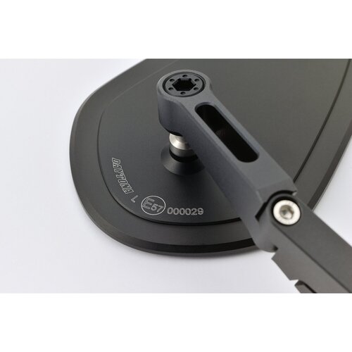 Daytona Clamp-On Flat D-Mirror Number 15 with Angle-Adjustable Aluminum Stem for 22mm, 25.4mm and 30mm Handlebars