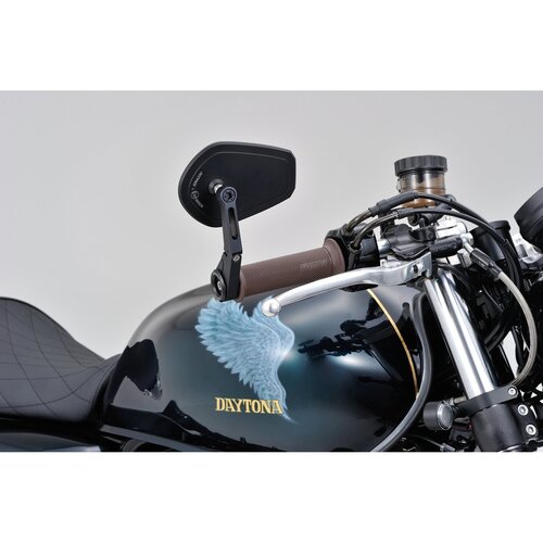 Daytona Flacher Anklemmbarer D-Mirror Number 15 mit winkelverstellbarem Aluminiumschaft für 22mm, 25.4mm und 30mm Lenker