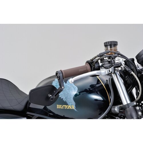 Daytona D-Mirror Plano con Abrazadera Number 15 con Vástago de Aluminio de Ángulo Ajustable para Manillares de 22mm, 25.4mm y 30mm