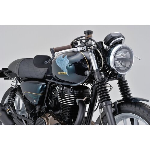 Daytona Flat D-Mirror No. 16 Clamp-On spiegel met verstelbare aluminium stang voor 22mm, 25.4mm en 30mm stuur