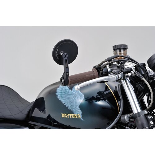 Daytona Anklemmbarer Flacher D-Mirror Number 17 mit Verstellbarem Aluminiumschaft für 30mm Lenker