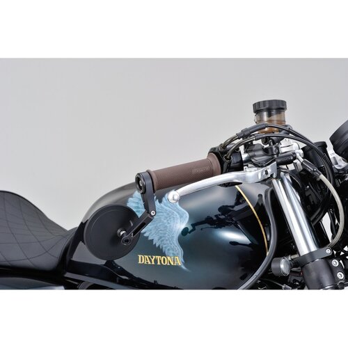 Daytona Clamp-On Flat D-Mirror Number 17 with Adjustable Aluminum Stem for 30mm Handlebars