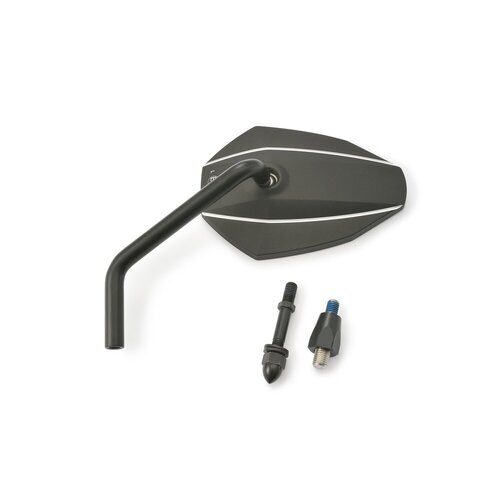 Daytona D-Mirror No. 7 Left Side Mirror with Aluminum Head and Steel Stem