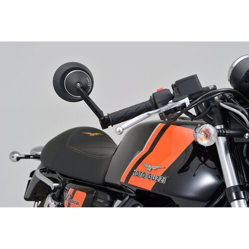 Daytona Bar End D-Mirror Number 8, Long Stem with Aluminum Mirror Head and Stem for 22.2 mm and 25.4 mm Handlebars