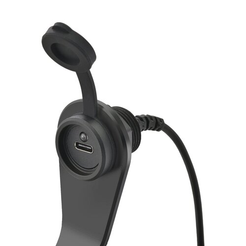 Daytona Zwart Geanodiseerd Aluminium Kuipmontage USB Type-C Oplaadpoort met USB PD 18W Uitgang