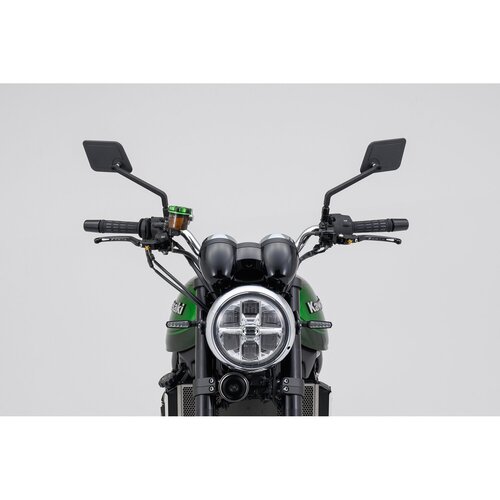 Daytona D-Mirror-20 Square Flat Mirror Black Left Side with Aluminum Housing and Stem