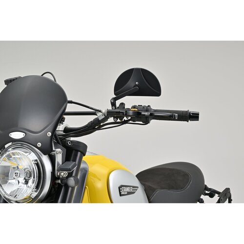 Daytona D-Mirror-19 Half Moon Specchietto a Morsetto Nero per Manubri da 7/8 inch (22,2 mm) - Sinistro e Destro