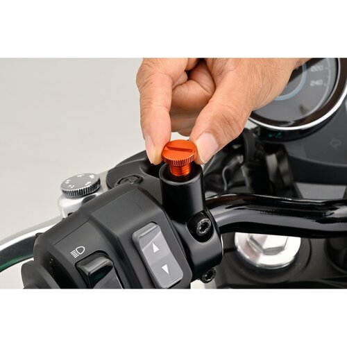 Daytona Orange Anodized Aluminum Mirror Hole Plug M10 x 1.25 RHT (Right Hand Threaded)