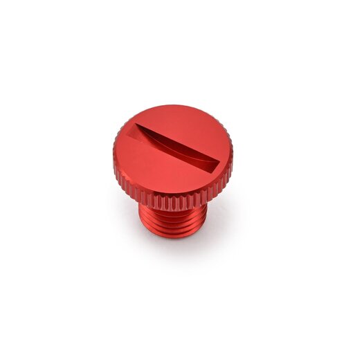 Daytona Mirror Hole Plug Red M10 x 1.25 LHT, Aluminum Anodized